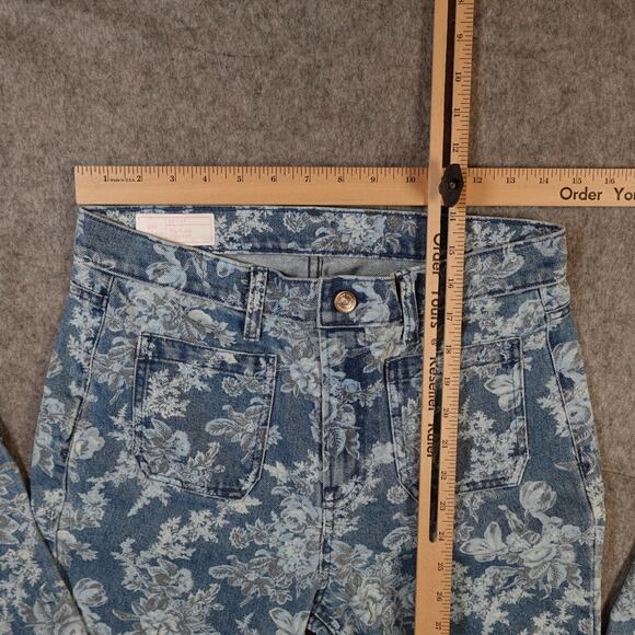 Love Shack Fancy Gap Jeans Womens 8R 29 70s Flare High Rise Floral Denim Blue - Picture 5 of 10